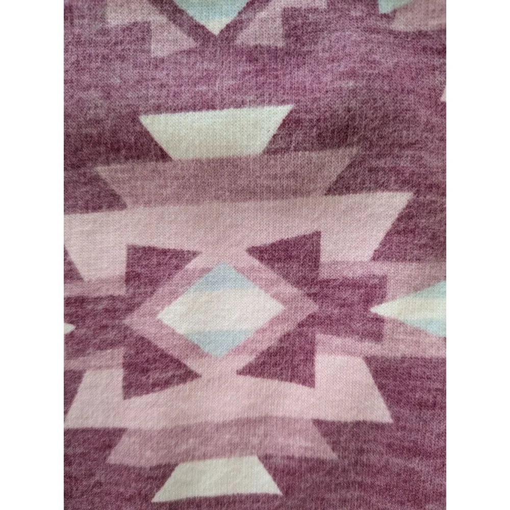 Girls Justice Fleece Leggings Size 10 Plus Maroon Light Blue Geometric Print